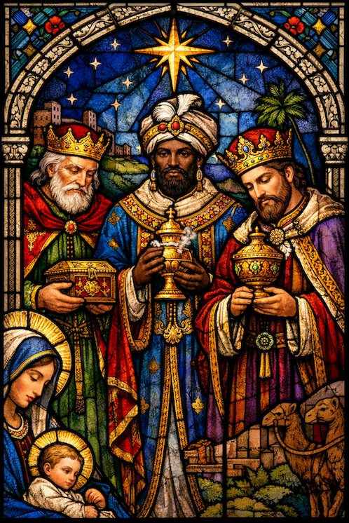 ChatGPT stained glass kings Image